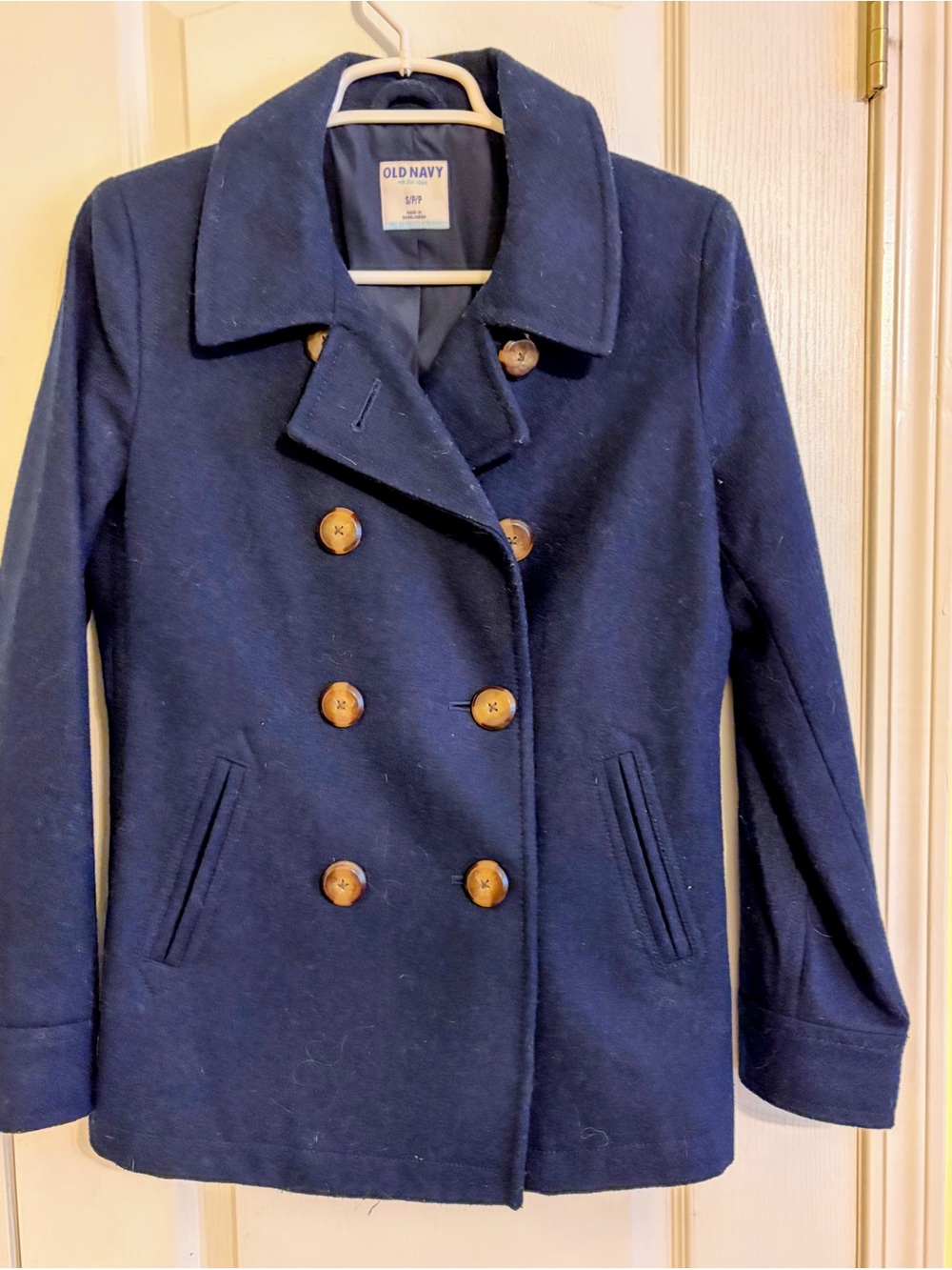 Old Navy Women's Double-Breasted Navy Peacoat size small ptp 19 length 25